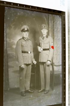 altes Glasnegativ - Portrait Soldat und R.A.D. Mann  Abteilung 145/10